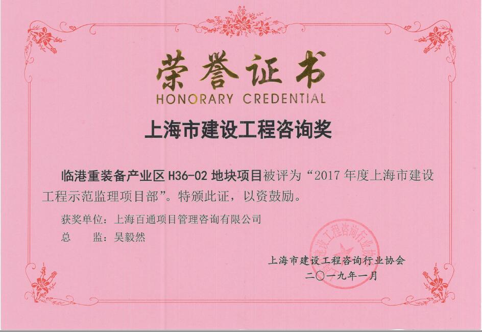 临港重装2017上海市建设工程示范监理项目部