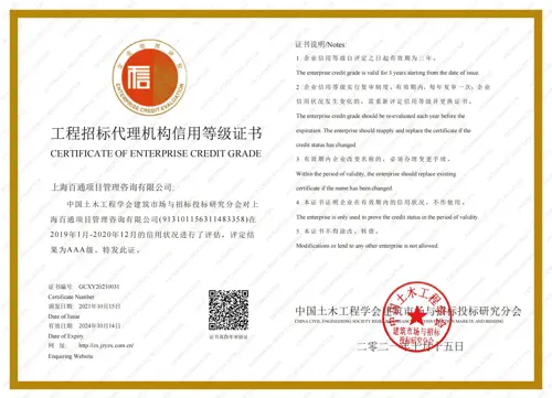 工程招标代理机构AAA级信用等级（2021）